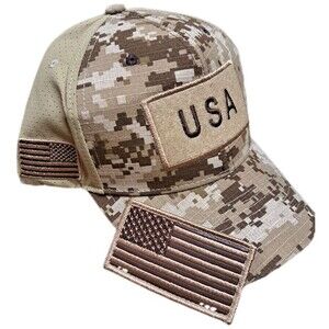 Baseball Cap USA Flag American Men Hat Detachable Patch Tactical Camouflage Camo